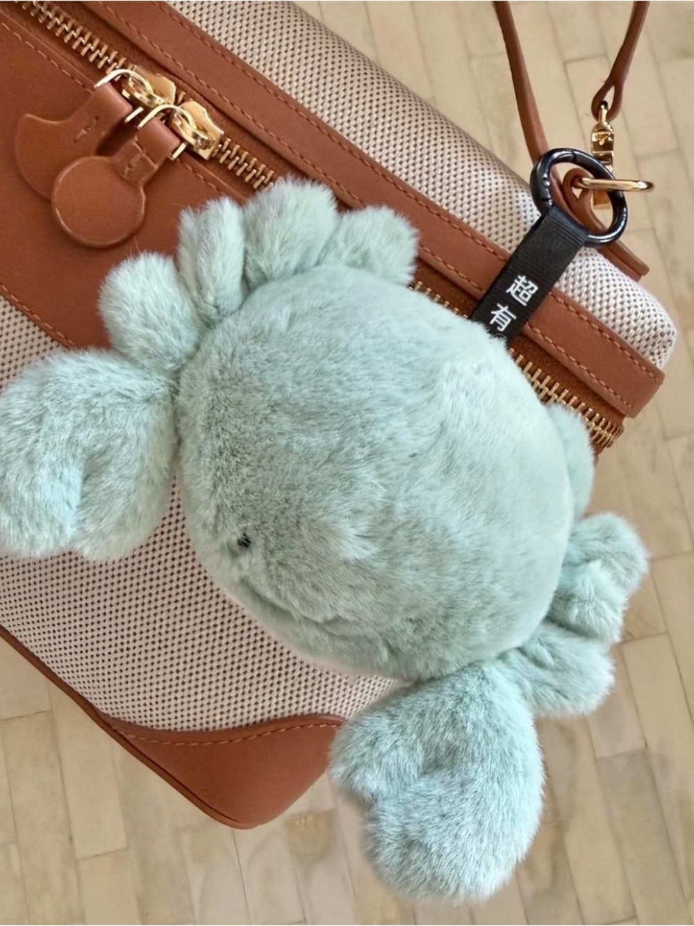 Plush Mint Green Crab Bag Charm Keychain